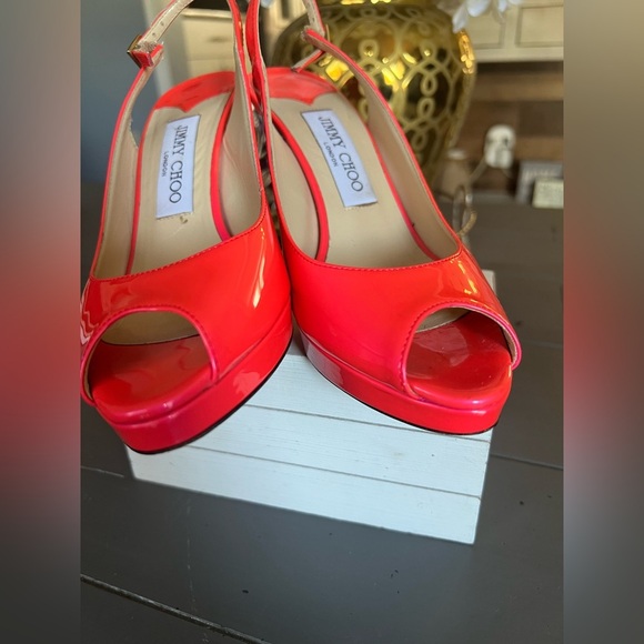 Jimmy Choo Vibrant Pink Slingback Heels Size 36.5 - Picture 3 of 9